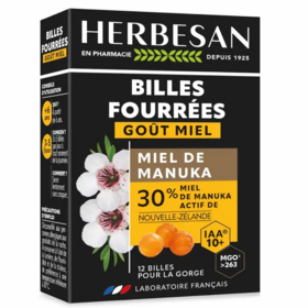 Herbesan Billes miel de Manuka IAA 10+ 12 billes – apaisement naturel de la gorge