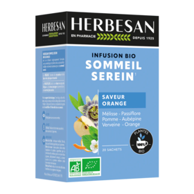 Herbesan Infusion Sommeil Serein Bio 20 sachets – infusion phytothérapie sommeil & détente