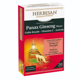 Herbesan Ginseng gelée royale Vitamine C Acérola 20 ampoules