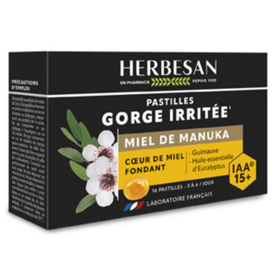 Herbesan Pastilles gorge miel de manuka IAA 15+ 16 pastilles – pastilles gorge apaisantes