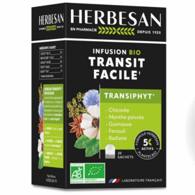 Herbesan Transiphyt infusion 6 plantes bio 20 sachets – complément alimentaire transit