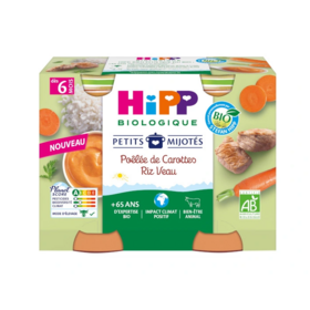 HiPP Petits Mijotés Poêlée de Carottes Riz Veau dès 6 mois 2x190g
