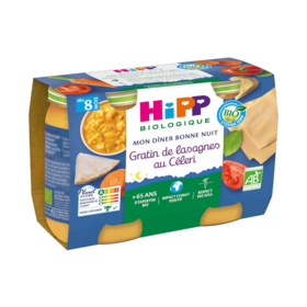 HiPP Mon Dîner Bonne Nuit Gratin de Lasagnes au Céleri dès 8 mois 2x190g
