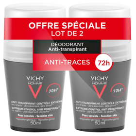 Vichy Déodorant Homme Anti-Transpirant Contrôle Extrême 72H Lot de 2 x 50 ml