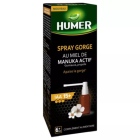 Humer Spray gorge au miel de manuka actif et propolis 30 ml – soulagement gorge et immunité