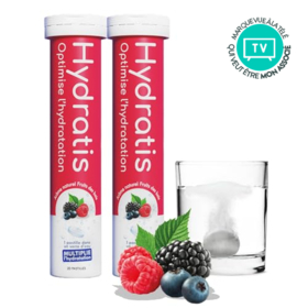 Hydratis Fruits des Bois 40 pastilles effervescentes – Lot de 2 tubes d’électrolytes pour l’hydratation