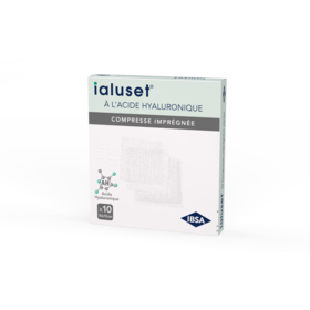 Ialuset Compresses imprégnées stériles à l'acide hyaluronique boite de 10