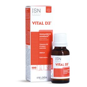 ISN Ineldea Vital D3 1000 UI 20 ml – Vitamine D3 naturelle immunité et ossature