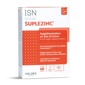 ISN Ineldea Suplezinc 60 gélules – Zinc & cuivre bisglycinates immunité, peau et protection cellulaire