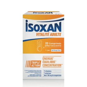 Isoxan Vitalité Adultes Énergie Équilibre Concentration 20 comprimés effervescents