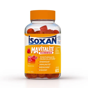 Isoxan Ma vitalité Energie Immunité mémoire vision goût fruits rouges 60 gummies – multivitamines seniors