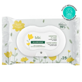Klorane Bébé lingettes à l'eau 25 unités — lingettes nettoyantes biodégradables siège et visage