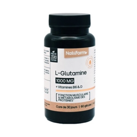 Nat & Form L‑Glutamine 1000 mg + Vitamines B6 & D 60 gélules