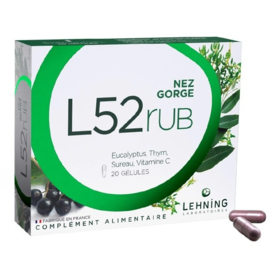 Lehning L52 Rub – gélules eucalyptus, thym, sureau et vitamine C, boîte de 20