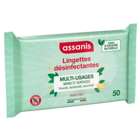 Lingettes Désinfectantes Multi-Usages Mains et Surfaces - 50 Unités