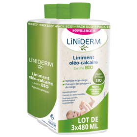 LINIDERM - Liniment Oléo-Calcaire Bio - Lot de 3 x 480 ml