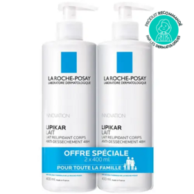 La Roche-Posay Lipikar Lait Relipidant Corps Anti-dessèchement Lot de 2 x 400 ml