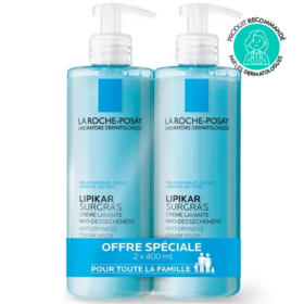 La Roche-Posay Lipikar Surgras Crème Lavante Anti-Dessèchement Lot de 2 x 400ml