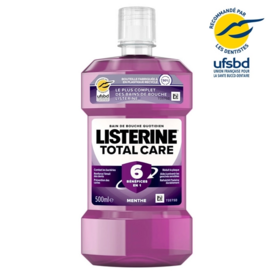 Listerine Total Care 6 en 1 Bain de bouche quotidien - Bacteries, email , gencives sensibles, caries, plaque et haleine 500 ml