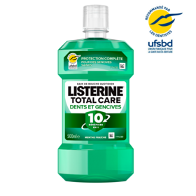 Listerine Total Care Bain de Bouche Protection Dents Et Gencives au Fluor , Avec alcool 500 ml