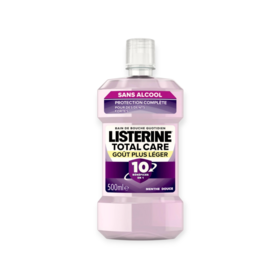 Listerine Total Care Bain de Bouche Protection Dents Et Gencives Goût Plus Léger au Fluor Sans Alcool 500 ml