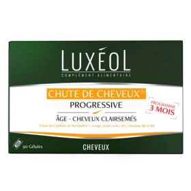 Luxéol Chute de cheveux progressive 3 mois – 90 gélules antichute, densité et vitalité capillaire