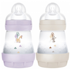 MAM Biberons Easy Start Lilas/Sable 160 ml 0 Mois + Débit 1 X2