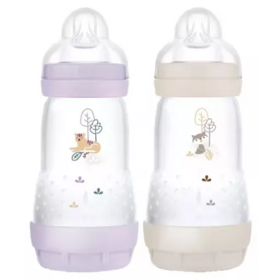 MAM Biberon Easy Start Anti-Colique 2 mois + Lilas / Sable 260ml x2