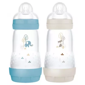 MAM Biberon Easy Start Anti-Colique 2 mois + Débit 2 Ocean / Sable 260ml x2