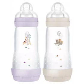 MAM Biberon Easy Start Anti-Colique 4 mois + Lilas / Sable 320ml x2