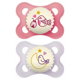 MAM Sucettes Original Nuit 2-6 mois x2 (Motifs et Coloris Aléatoires)