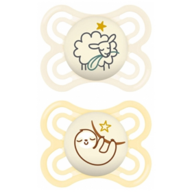 MAM Sucettes Perfect Nuit 2-6 mois x2 (Motifs et Coloris Aléatoires)