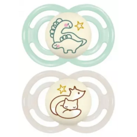 MAM Sucettes Perfect Nuit Animaux 18 mois+ x2 (Motifs et Coloris Aléatoires)