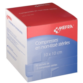 MEFRA - Compresses Non Tissé Stériles 10 x 10 cm - 100 compresses