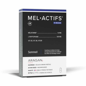 MelActifs Sommeil Aragan 15 gélules – Endormissement rapide et jet lag