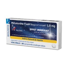 Biogaran Mélatonine Flash 1,9 mg, facilite l'endormiisement 30 comprimés