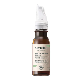 Melvita Huile D'Amande Douce Adoucissante Hydratante Bio 50 ml – Huile végétale nourrissante pour visage, corps et cheveux