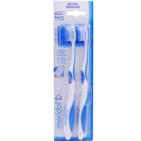 MERIDOL - Brosses à Dents Gencives Fragiles Médium Duo - Lot de 2 Brosses à Dents