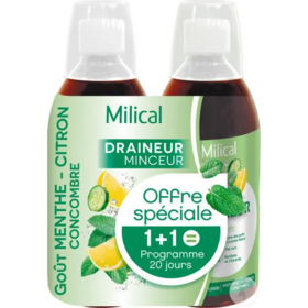 Milical Draineur Ultra Menthe Citron Concombre 2 x 500 ml – Complément alimentaire drainage et élimination