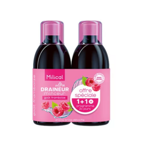 Milical Draineur Ultra Minceur Framboise 2 x 500 ml – Complément alimentaire drainage, détox et contrôle du poids