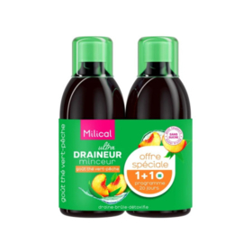 Milical Complément alimentaire Draineur Ultra Thé Vert & Pêche 2 x 500 ml – Drainage, détox et métabolisme des graisses