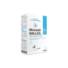 Minoxidil 2%  Bailleul chute de cheveux 3 Flacons