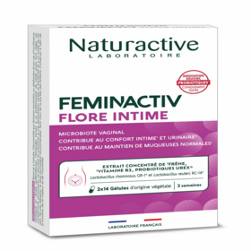Naturactive Feminactiv flore intime – complément alimentaire confort intime et urinaire pour femme – cure 14 jours, 28 gélules