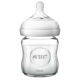 NATURAL - Biberon 0 mois+ Verre + Tétine Silicone - 120 ml