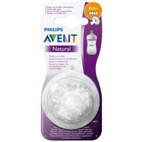 NATURAL - Tétines + 6 mois Silicone Débit Rapide 2.0 - Lot de 2