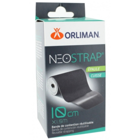 NEOSTRAP - Bande de Contention Epaule Cuisse Noir - 10 cm x 1 m