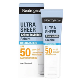Neutrogena Ultra Sheer Crème invisible solaire hydratation SPF50 50 ml — crème solaire hydratante 24h peaux sèches à très sèches