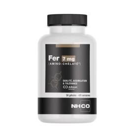 NHCO Nutrition Fer Amino-Chélaté 7 mg 56 gélules – Fer bisglycinate haute assimilation pour l'apport quotidien