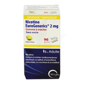 Nicotine EuroGenerics 2 mg Sans Sucre - Gommes à Mâcher Arôme Citron