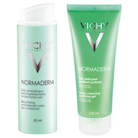 NORMADERM - Soin Embellisseur Anti-Imperfections Hydratation 24H - 50 ml + Gel Nettoyant Purifiant 100 ml OFFERT